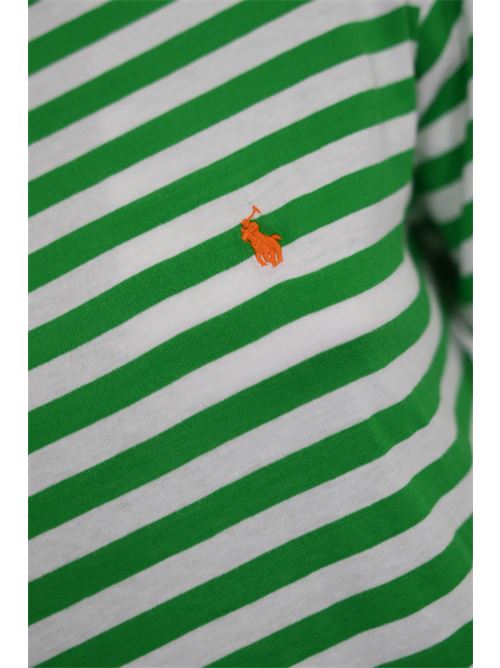 T-shirt in cotone a righe verde POLO RALPH LAUREN | 211 924293003